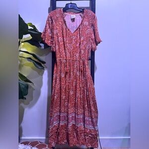 Knox Rose Terracotta Floral Midi Dress